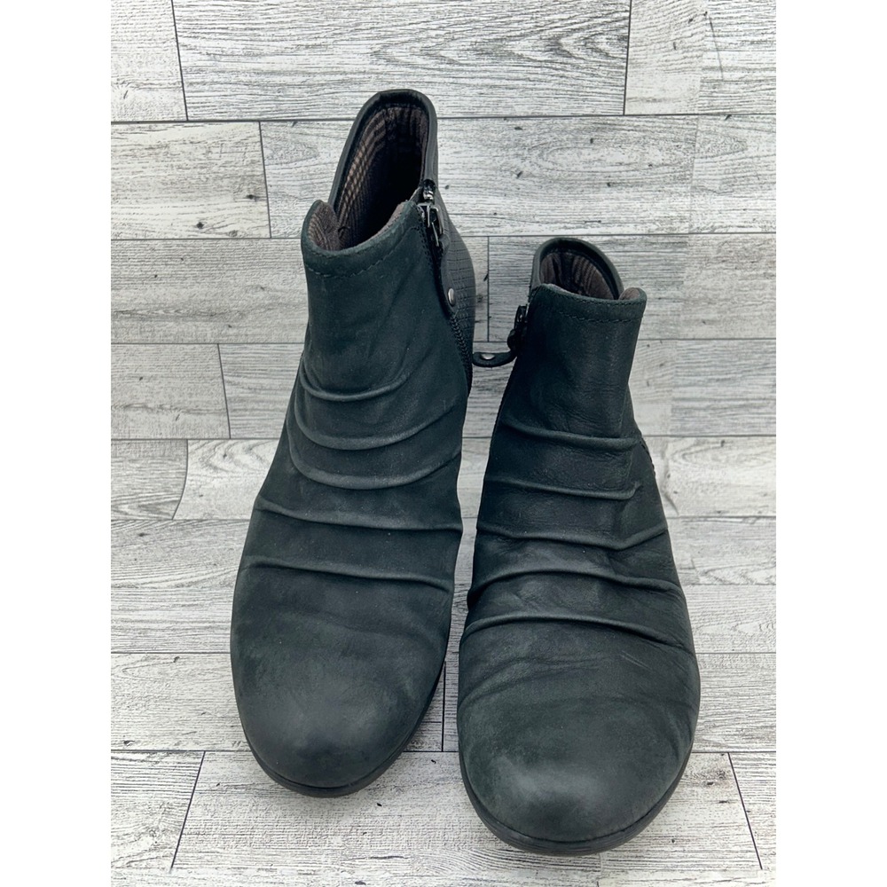 Rockport Cobb Hill Black Ruched Leather Ankle Boots CG8101 Women‎ Size 8M
